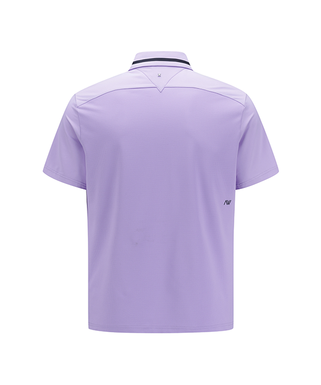 ANEW Golf Men Back Triangular Point Short T-Shirt in lavender color, showcasing its unique triangular back design.